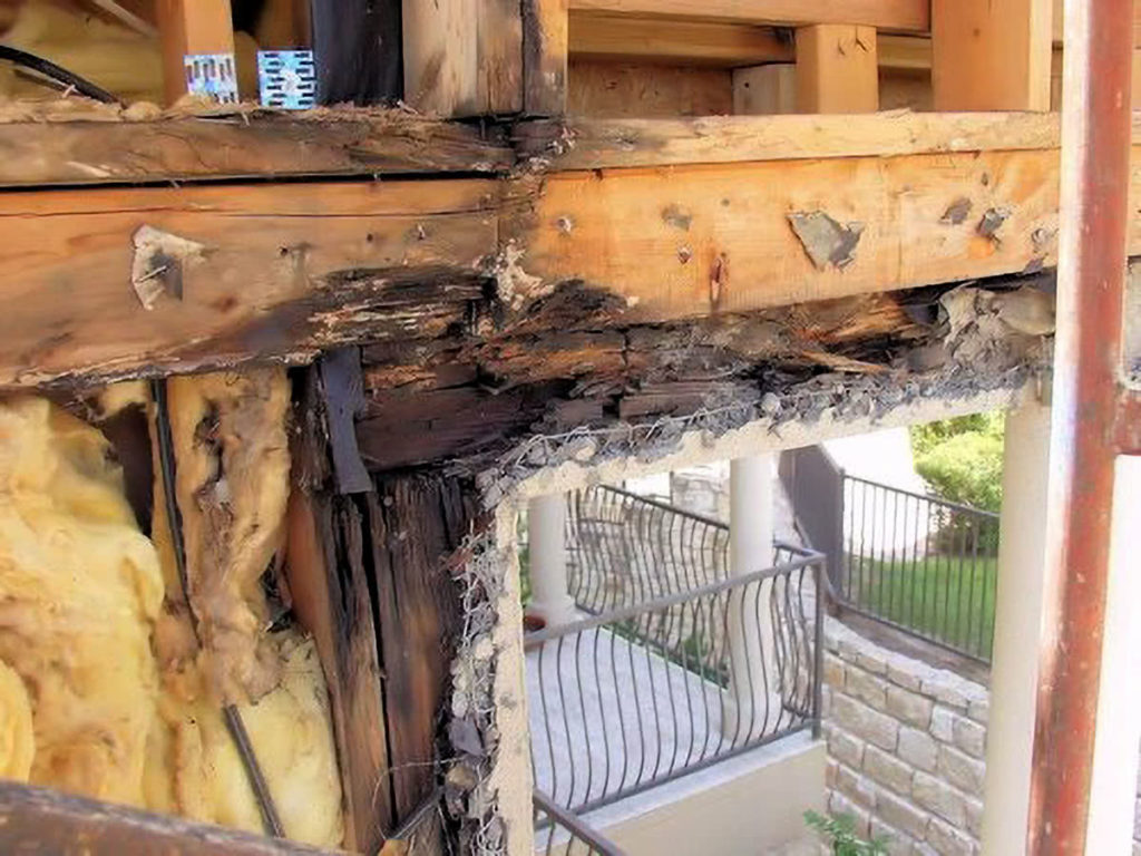 Roof consultants inspect wood structural damage in Austin, Texas