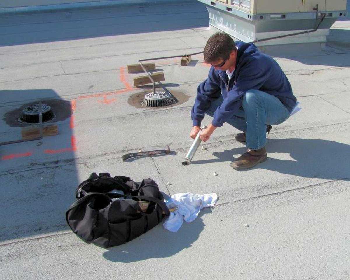 Roof consultants testing roof cuts in Austin, Texas